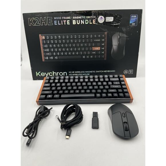Keychron K2 HE Keyboard and M3 Lite Mouse Wood Frame Wireless Elite Bundle - Picture 1 of 12